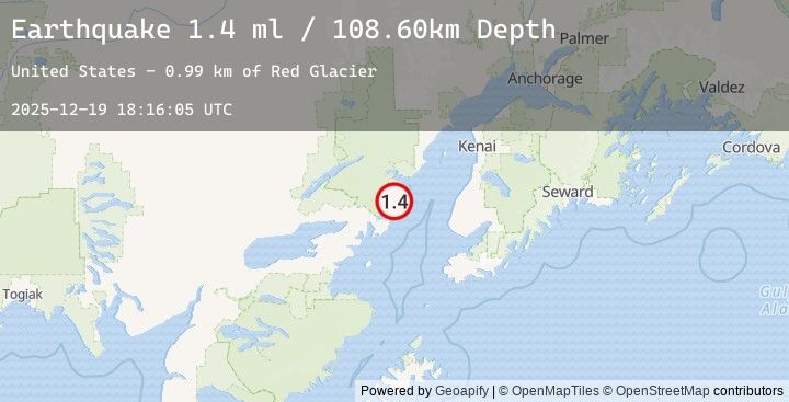 Map of 65 km WNW of Anchor Point, Alaska
