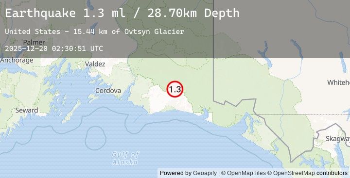 Map of 96 km S of McCarthy, Alaska
