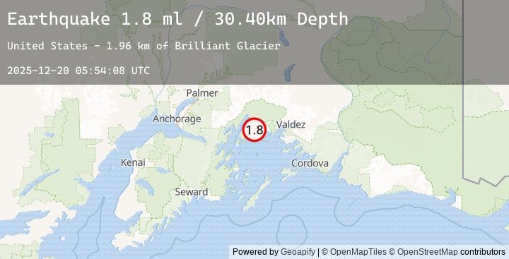 Map of 48 km WNW of Tatitlek, Alaska