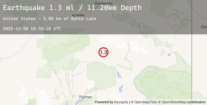Map of 64 km ESE of Cantwell, Alaska