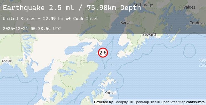 Map of 60 km W of Nanwalek, Alaska