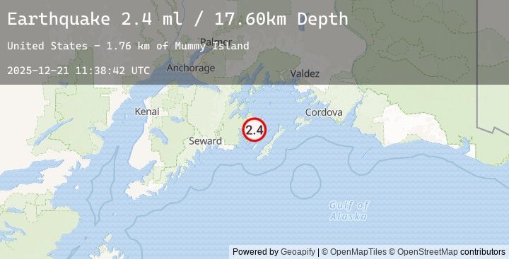 Map of 23 km NNE of Chenega, Alaska