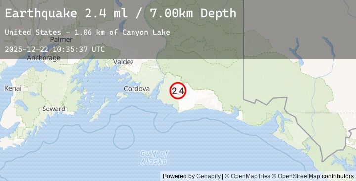 Map of 100 km E of Cordova, Alaska