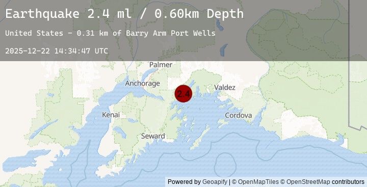 Map of 39 km NE of Whittier, Alaska