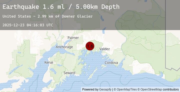 Map of 62 km S of Glacier View, Alaska