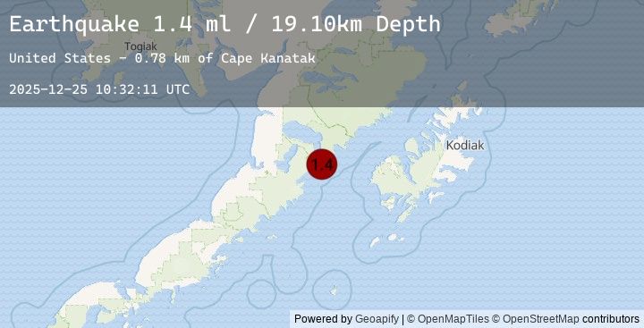 Map of 87 km W of Karluk, Alaska