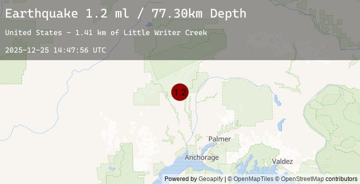 Map of 8 km NNW of Petersville, Alaska