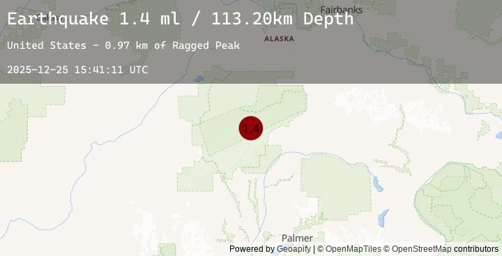 Map of 69 km ESE of Denali National Park, Alaska