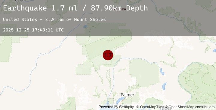 Map of 52 km NNE of Petersville, Alaska