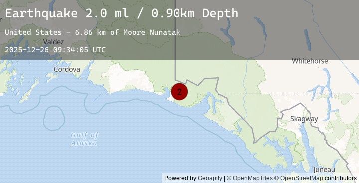 Map of 82 km NW of Yakutat, Alaska