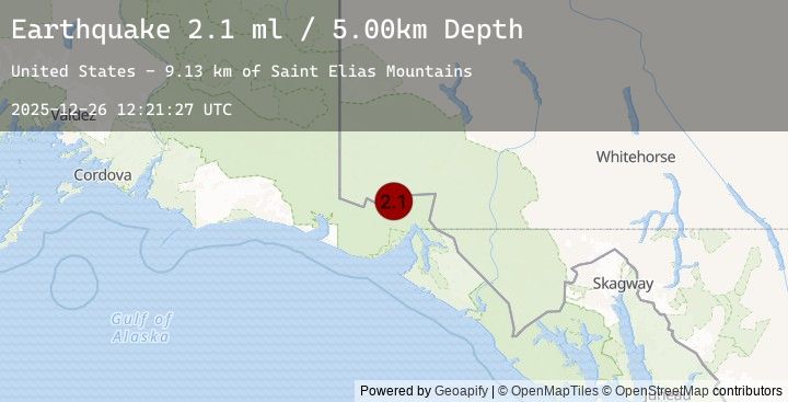 Map of 82 km N of Yakutat, Alaska