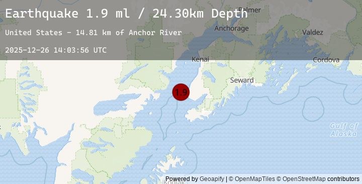 Map of 16 km WNW of Anchor Point, Alaska