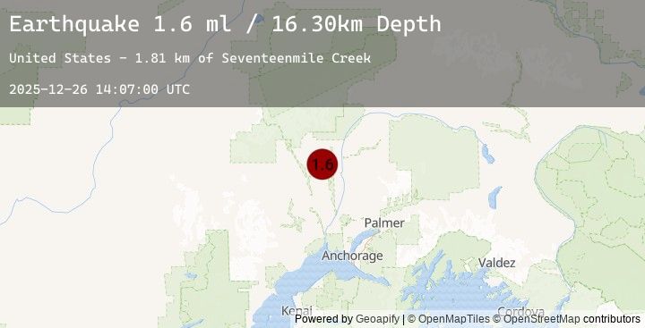 Map of 20 km WSW of Trapper Creek, Alaska