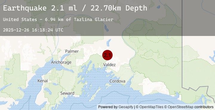 Map of 38 km NNW of Valdez, Alaska