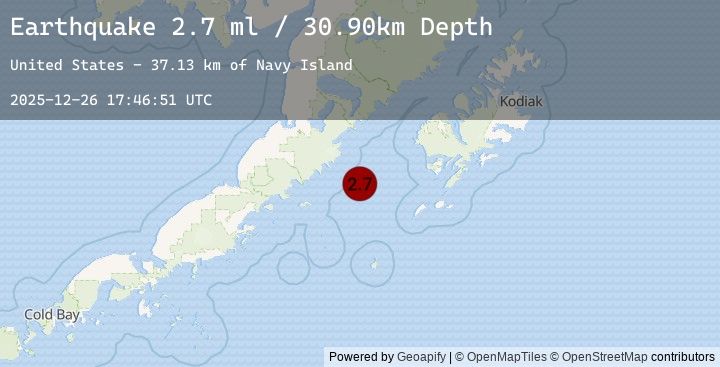 Map of 109 km W of Akhiok, Alaska