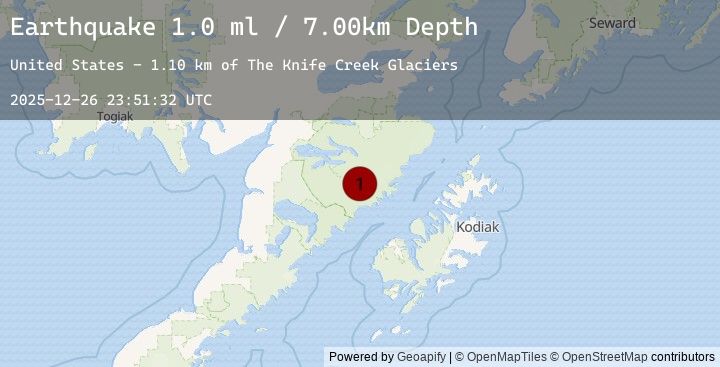Map of 86 km NNW of Karluk, Alaska