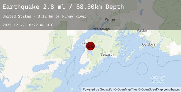 Map of 6 km WSW of Funny River, Alaska