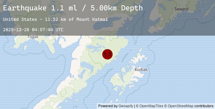 Map of 93 km NNW of Karluk, Alaska