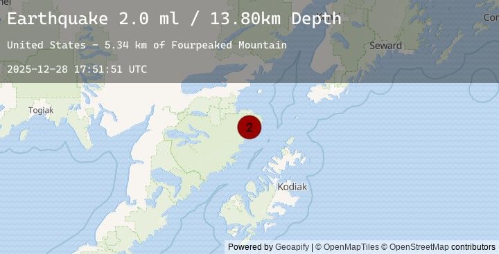 Map of 93 km SE of Kokhanok, Alaska
