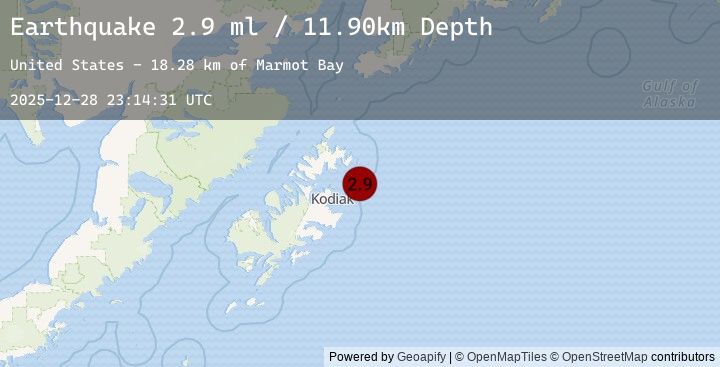 Map of 41 km ENE of Kodiak, Alaska