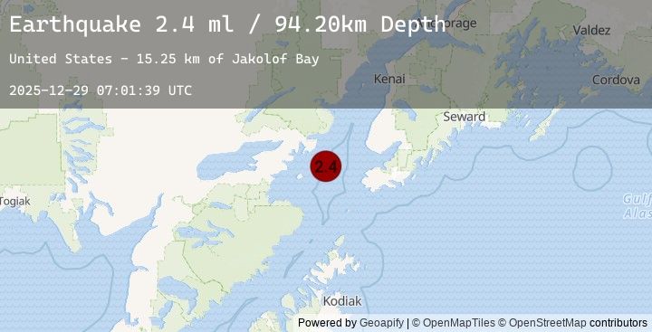 Map of 52 km WNW of Nanwalek, Alaska