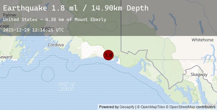 Map of 140 km WNW of Yakutat, Alaska