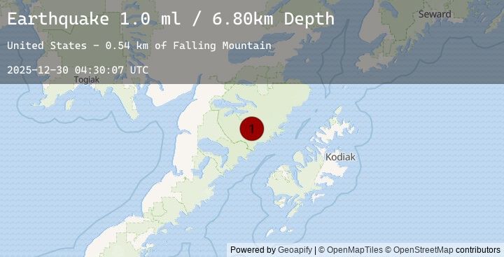 Map of 88 km NNW of Karluk, Alaska