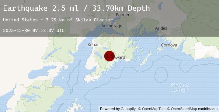 Map of 34 km W of Seward, Alaska