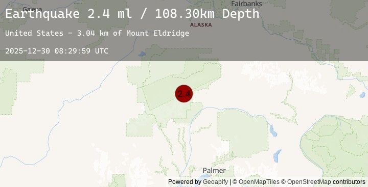 Map of 73 km NNE of Petersville, Alaska