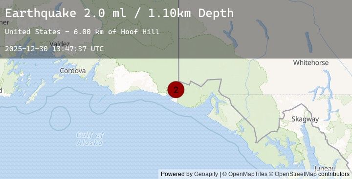 Map of 100 km NW of Yakutat, Alaska