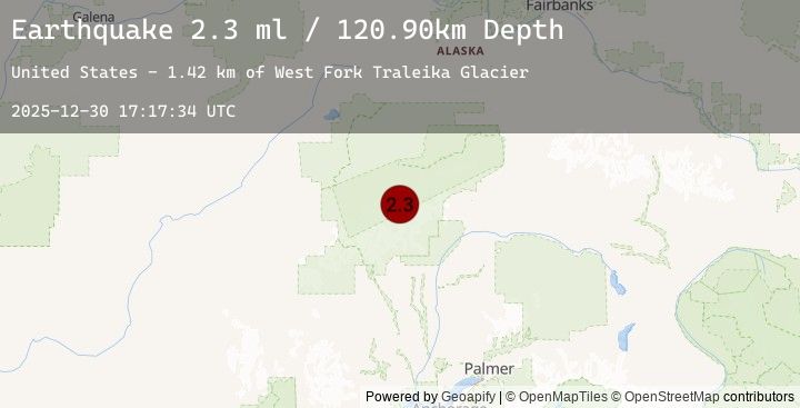 Map of 64 km SE of Denali National Park, Alaska
