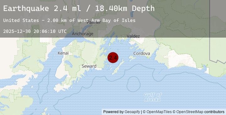 Map of 39 km NNE of Chenega, Alaska