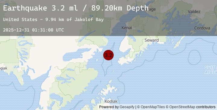 Map of 43 km WNW of Nanwalek, Alaska