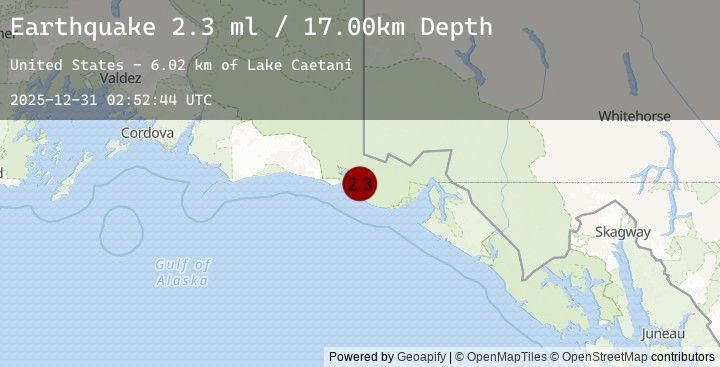 Map of 90 km WNW of Yakutat, Alaska