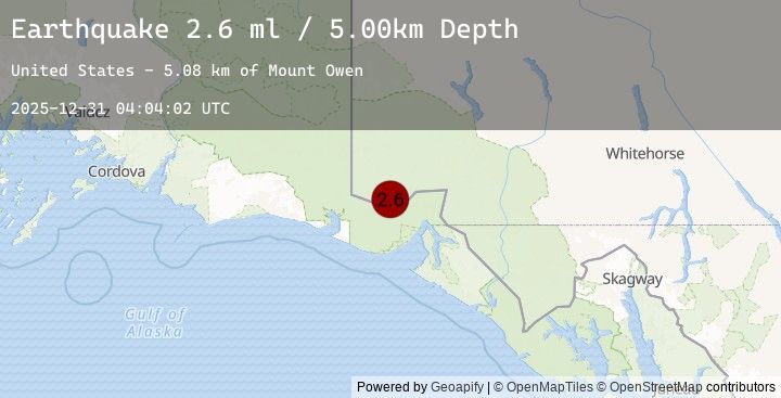 Map of 84 km NNW of Yakutat, Alaska