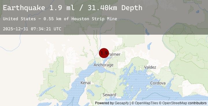 Map of 2 km NW of Houston, Alaska