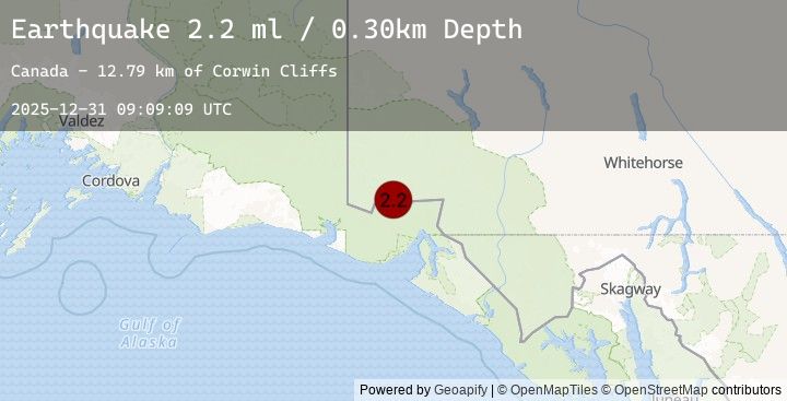 Map of 90 km NNW of Yakutat, Alaska