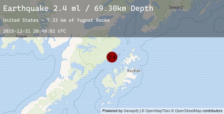 Map of 67 km WNW of Aleneva, Alaska