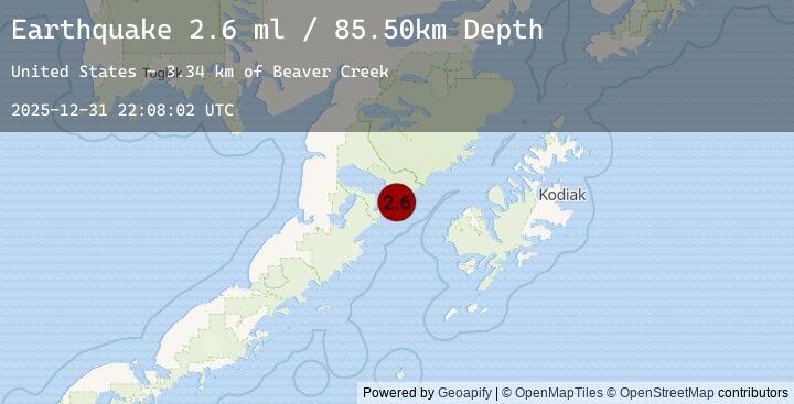 Map of 75 km WNW of Karluk, Alaska