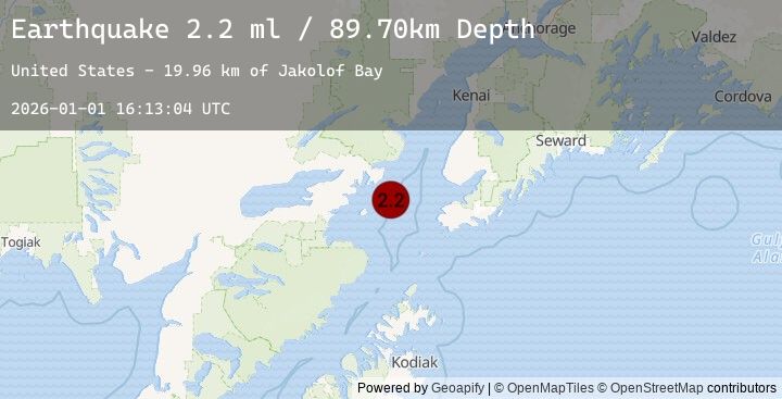 Map of 56 km WNW of Nanwalek, Alaska