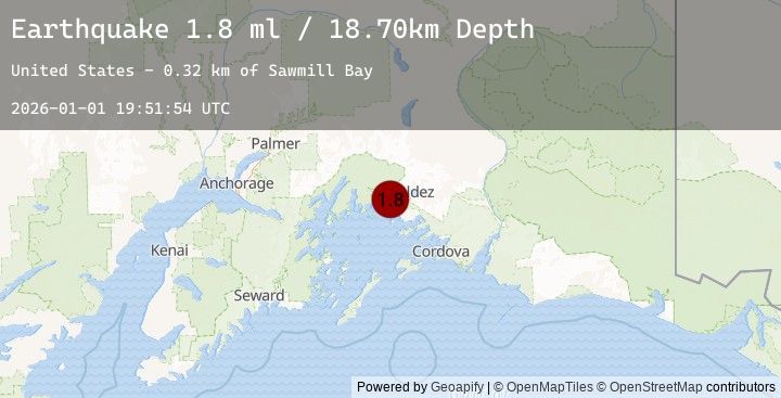 Map of 22 km NNW of Tatitlek, Alaska