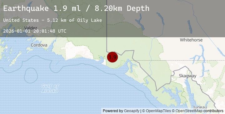 Map of 80 km NW of Yakutat, Alaska