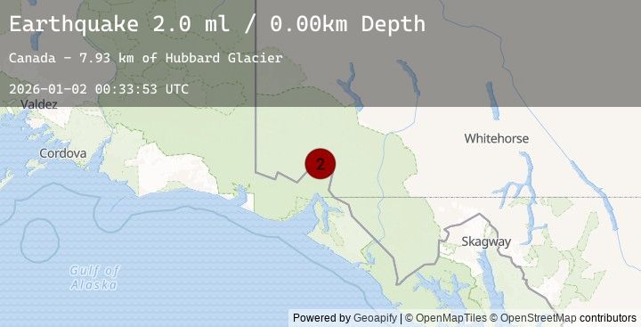 Map of 98 km N of Yakutat, Alaska