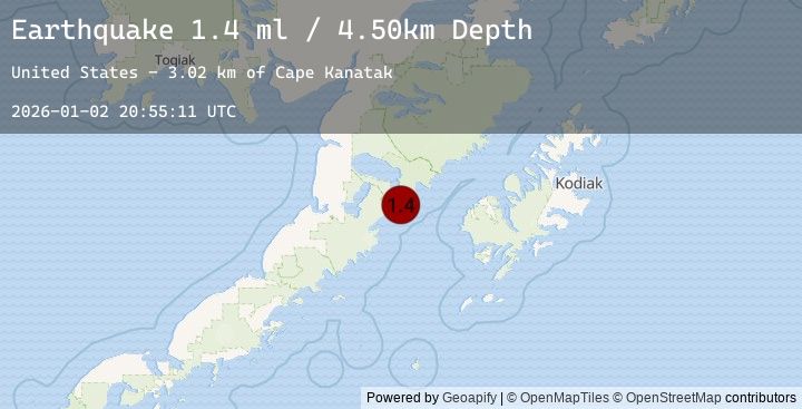 Map of 87 km W of Karluk, Alaska