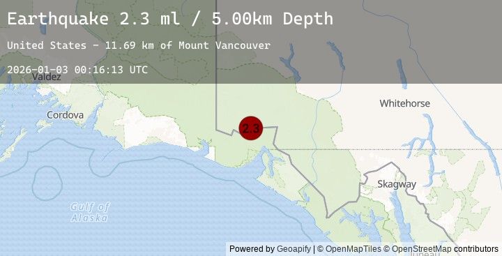 Map of 88 km N of Yakutat, Alaska