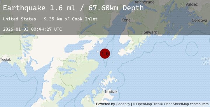 Map of 54 km W of Nanwalek, Alaska