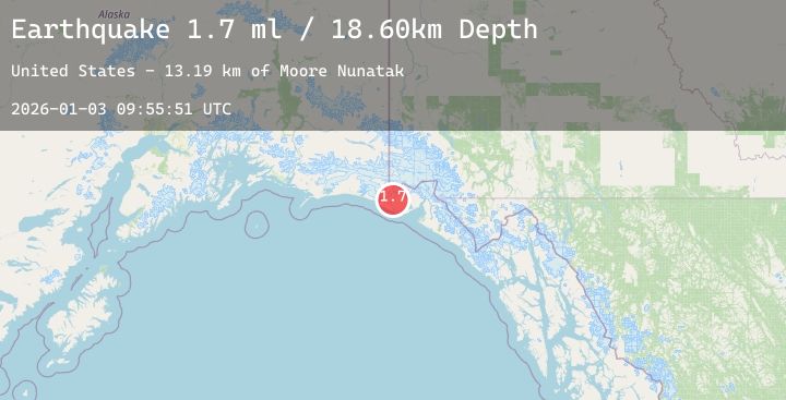 Map of 77 km NW of Yakutat, Alaska