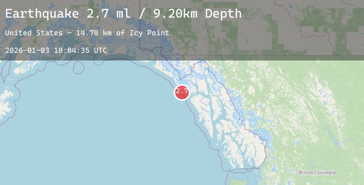 Map of 60 km WNW of Elfin Cove, Alaska