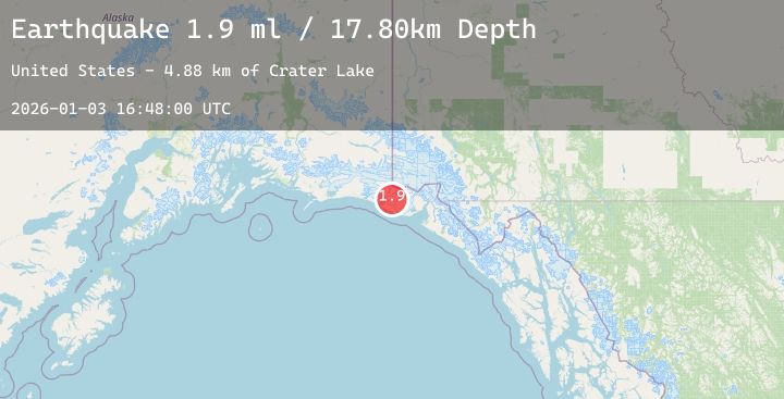 Map of 90 km NW of Yakutat, Alaska