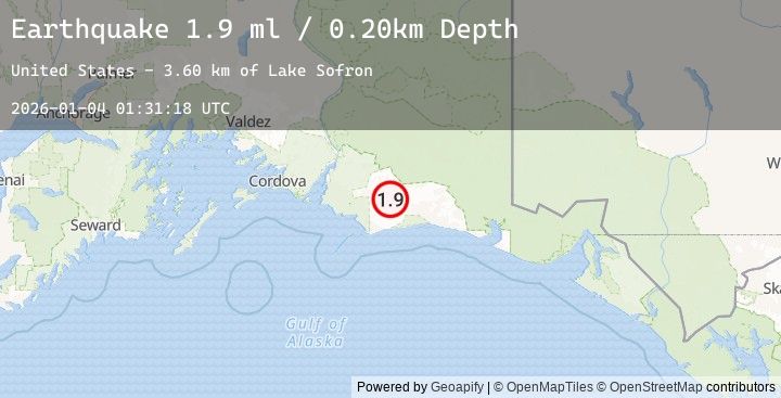 Map of 123 km SSW of McCarthy, Alaska